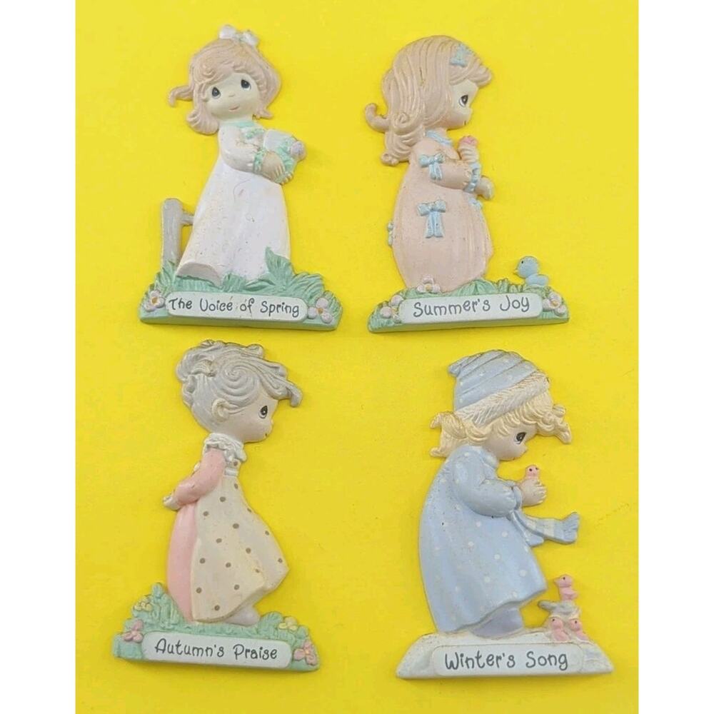Vtg Precious Moments Four Seasons Fridge Magnet Set Enesco 1991 Samuel J Butcher